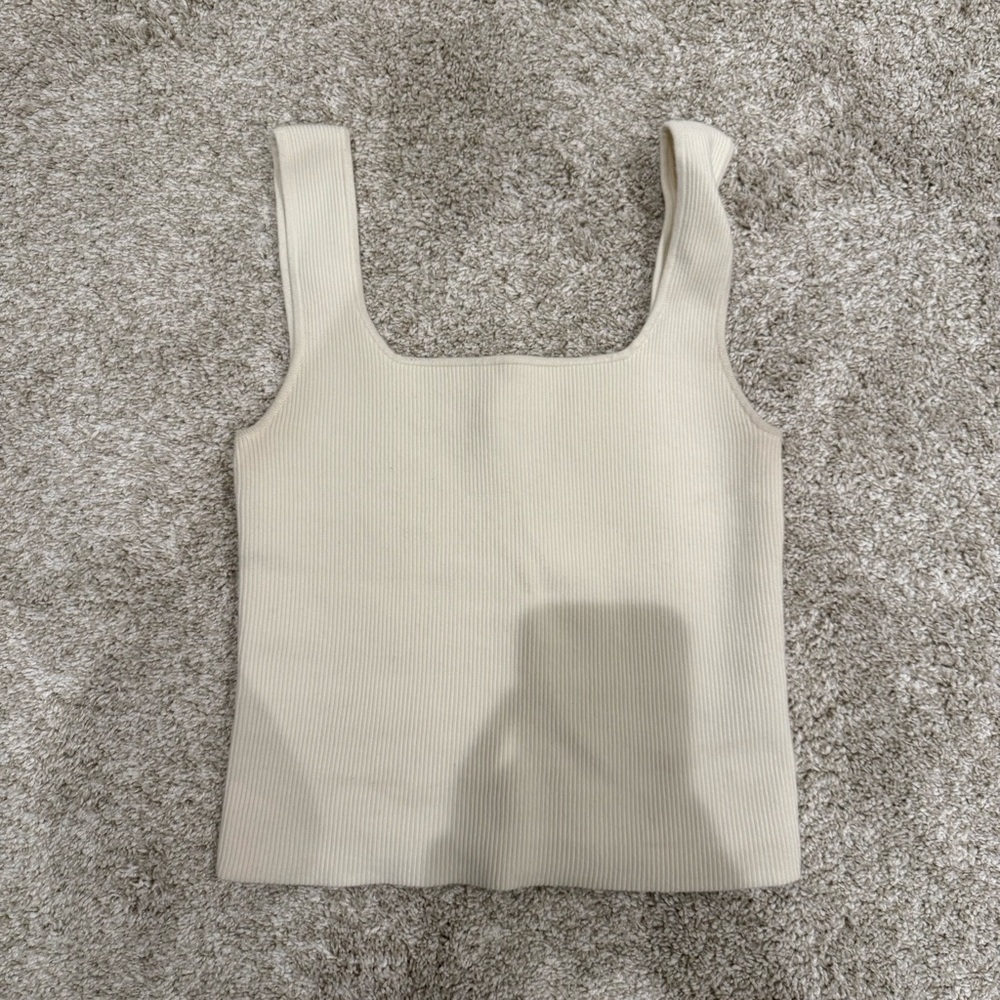Reformation Julia Ribber Sweater Tank Cream Ribbed Women's Top